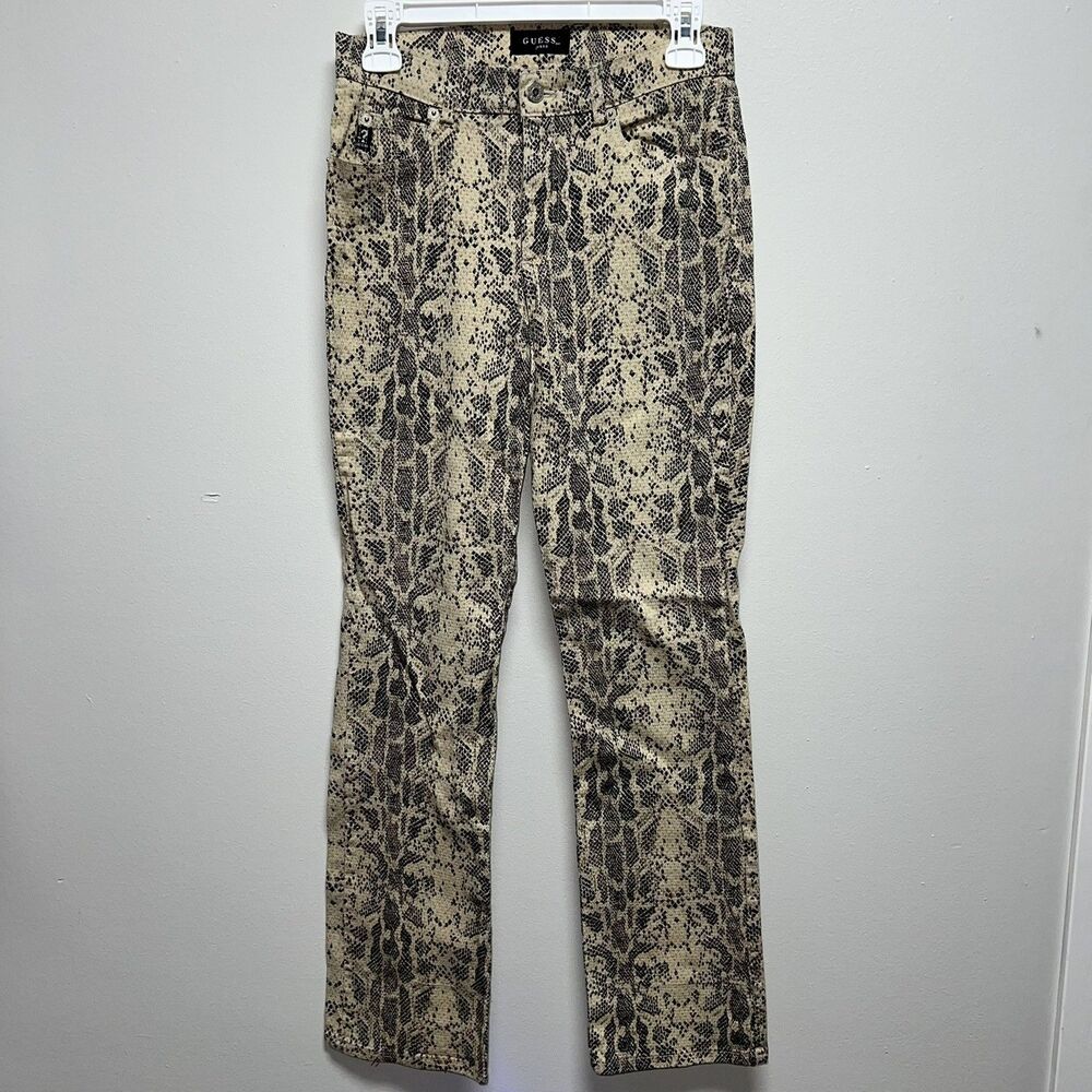 Vtg iconic Guess Python snake print straight Jeans Pants stretch Sz 29 model